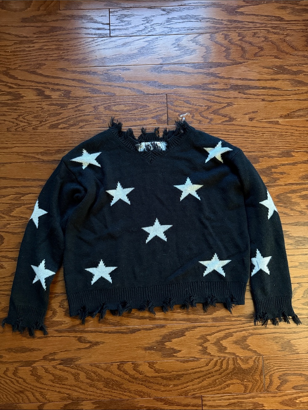 Belle Du Jour Black Sweater with White Star Pattern